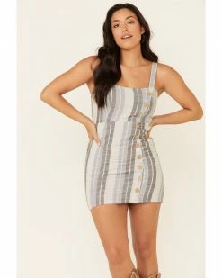 Panhandle Rock & Roll Cowgirl Women's Grey Striped Dress