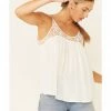 Panhandle Women's White Crochet Yoke Crinkle Inset Cami  -Panhandle shop 2000339304 100 P1