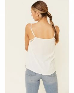 Panhandle Women's White Crochet Yoke Crinkle Inset Cami  -Panhandle shop 2000339304 100 P4