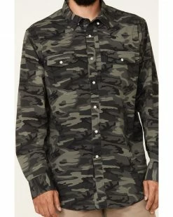Panhandle Men's Camo Print Performance Long Sleeve Snap Western Shirt  Olive -Panhandle shop 2000340346 341 P3
