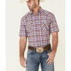 Rough Stock By Panhandle Men's Red Ombre Plaid Short Sleeve Snap Western Shirt  -Panhandle shop 2000340356 600 P1