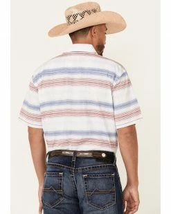 Rough Stock By Panhandle Men's Striped Camp Short Sleeve Button-Down Western Shirt  White -Panhandle shop 2000340363 100 P4