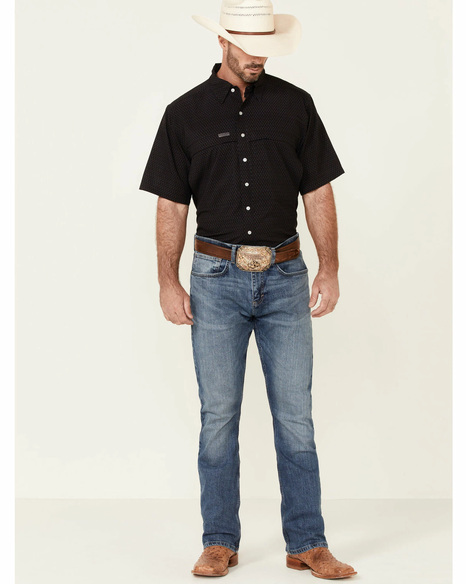 Panhandle Men's Red Performance Geo Print Short Sleeve Button-Down Western Shirt 4 Panhandle Men's Red Performance Geo Print Short Sleeve Button-Down Western Shirt - Image 2