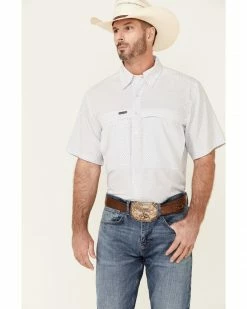 Panhandle Men's White Performance Geo Print Short Sleeve Button-Down Western Shirt  -Panhandle shop 2000340367 100 P1 1