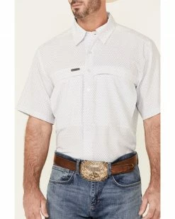 Panhandle Men's White Performance Geo Print Short Sleeve Button-Down Western Shirt  -Panhandle shop 2000340367 100 P3