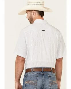 Panhandle Men's White Performance Geo Print Short Sleeve Button-Down Western Shirt  -Panhandle shop 2000340367 100 P4