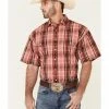 Panhandle Men's Red Large Plaid Short Sleeve Snap Western Shirt  -Panhandle shop 2000341175 600 P1