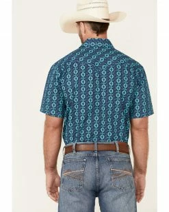 Rough Stock By Panhandle Men's Large Southwestern Geo Print Short Sleeve Snap Western Shirt  Navy -Panhandle shop 2000341176 410 P4