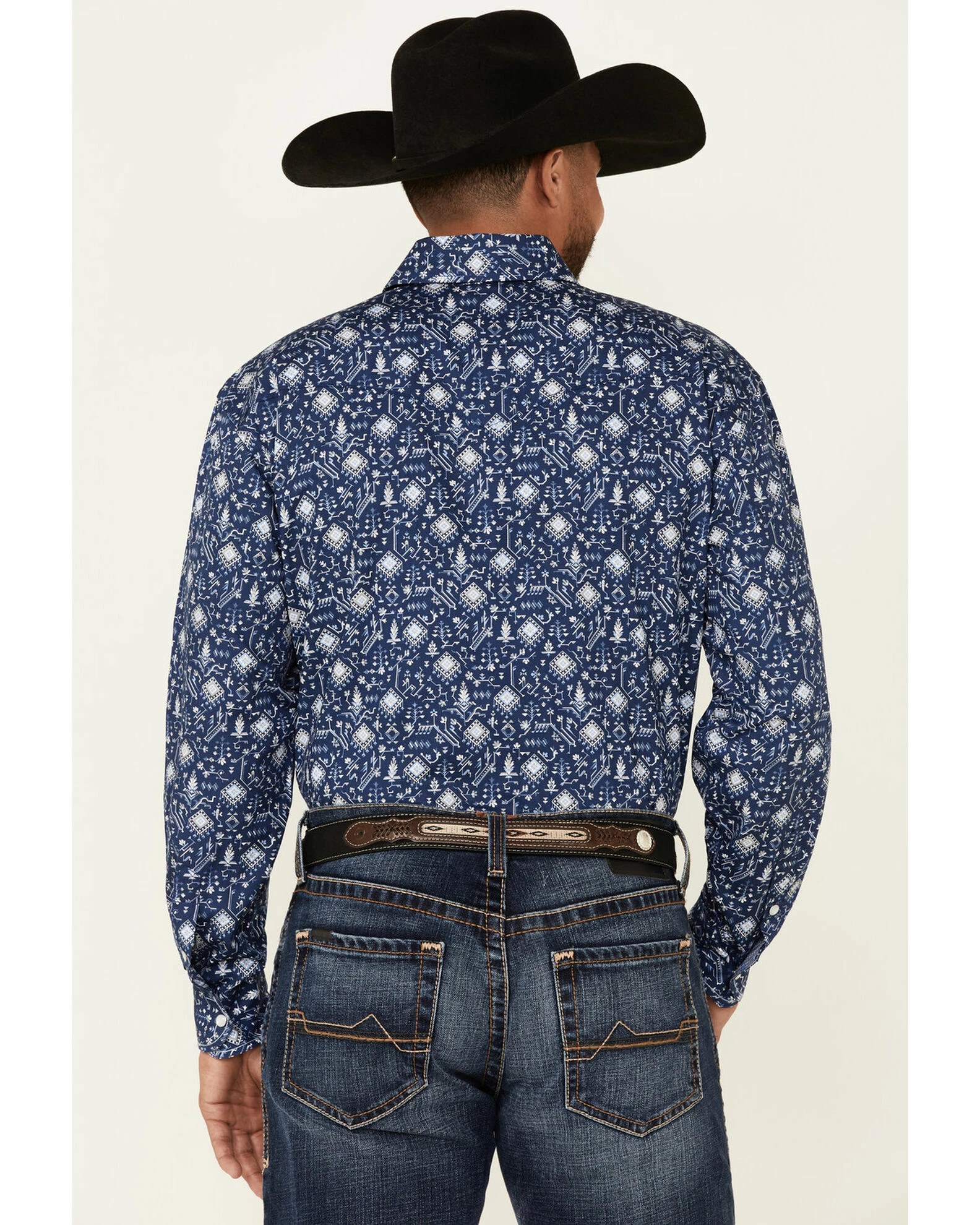 Rough Stock By Panhandle Men's Navy Southwestern Geo Print Short Sleeve Snap Western Shirt 6 Rough Stock By Panhandle Men's Navy Southwestern Geo Print Short Sleeve Snap Western Shirt - Image 4