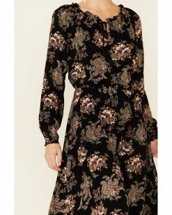 Panhandle Women's Black Paisley Midi Tassel Dress  -Panhandle shop 2000344955 001 P3