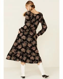 Panhandle Women's Black Paisley Midi Tassel Dress  -Panhandle shop 2000344955 001 P4