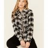 Panhandle Women's Buffalo Ikat Plaid Long Sleeve Snap Western Core Shirt Black 2 Panhandle Women's Buffalo Ikat Plaid Long Sleeve Snap Western Core Shirt Black -Panhandle shop 2000344956 001 P1