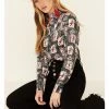 Panhandle Women's Rodeo Poster Retro Print Long Sleeve Snap Western Shirt  Black -Panhandle shop 2000344957 001 P1