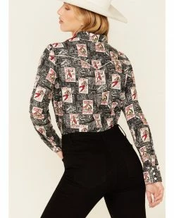 Panhandle Women's Rodeo Poster Retro Print Long Sleeve Snap Western Shirt Black 10 Panhandle Women's Rodeo Poster Retro Print Long Sleeve Snap Western Shirt Black -Panhandle shop 2000344957 001 P4