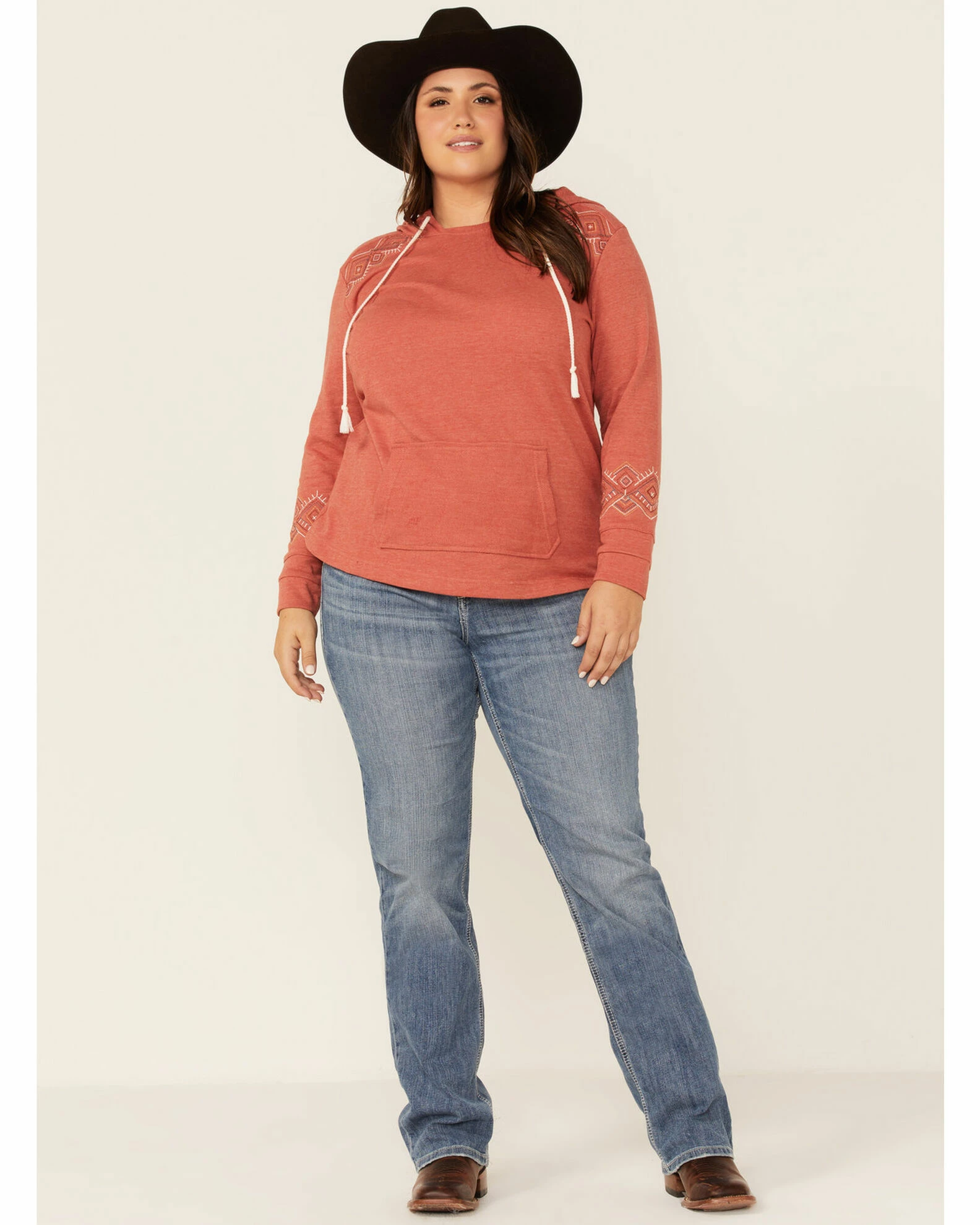 Panhandle Women's Rust Southwestern Embroidered Pullover Hoodie - Plus Rust Copper 5 Panhandle Women's Rust Southwestern Embroidered Pullover Hoodie - Plus Rust Copper - Image 4