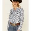 Panhandle Women's Floral Print Long Sleeve Snap Western Core Shirt Blue 2 Panhandle Women's Floral Print Long Sleeve Snap Western Core Shirt Blue -Panhandle shop 2000345000 400 P1