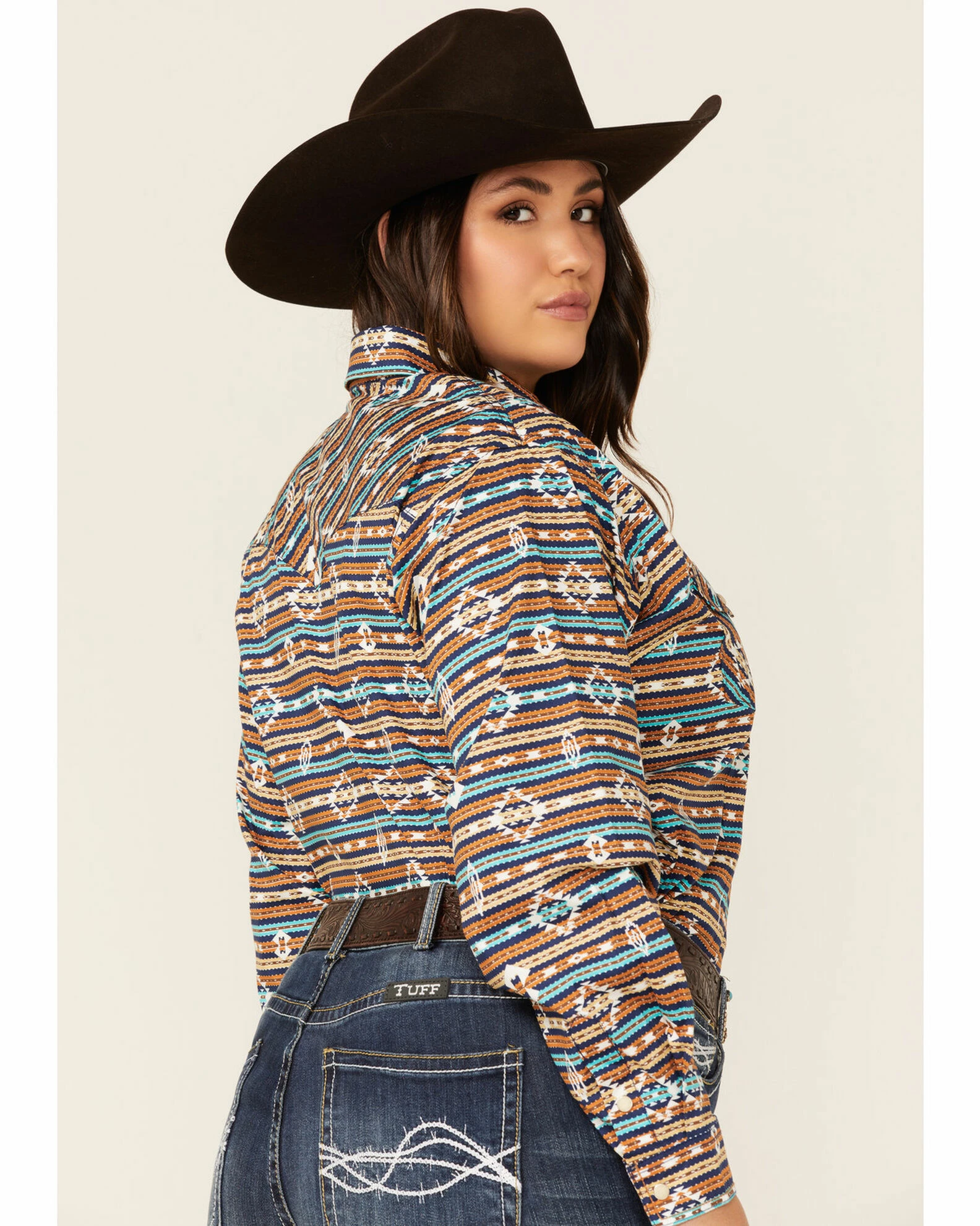 Panhandle Women's Striped Shirt Rust Copper 5 Panhandle Women's Striped Shirt Rust Copper - Image 3