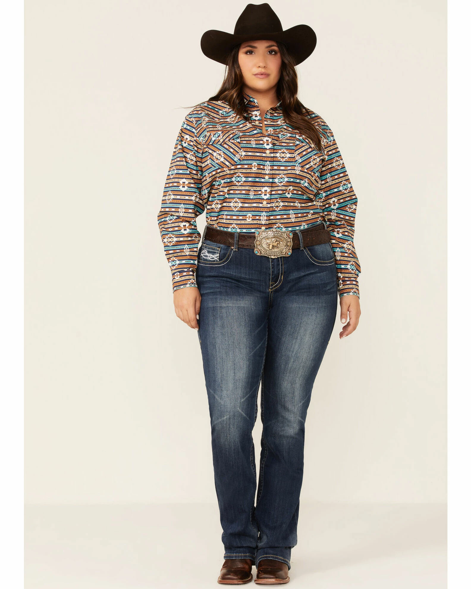 Panhandle Women's Striped Shirt Rust Copper 6 Panhandle Women's Striped Shirt Rust Copper - Image 4