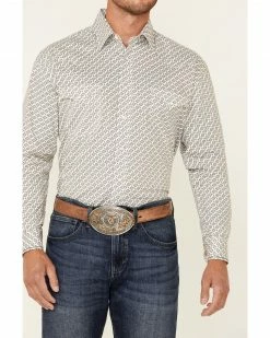 Rough Stock By Panhandle Men's Sand Southwestern Geo Print Long Sleeve Snap Western Shirt -Panhandle shop 2000345094 295 P3