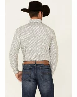 Rough Stock By Panhandle Men's Sand Southwestern Geo Print Long Sleeve Snap Western Shirt -Panhandle shop 2000345094 295 P4