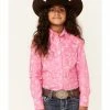 Panhandle Girls' Pink Celestrial Print Long Sleeve Snap Western Shirt  Hot Pink -Panhandle shop 2000350714 690 P1