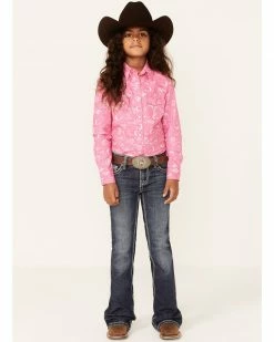 Panhandle Girls' Pink Celestrial Print Long Sleeve Snap Western Shirt  Hot Pink -Panhandle shop 2000350714 690 P4