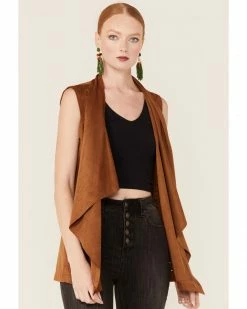 Panhandle Women's Tan Faux Suede Drape Front Vest  Brown -Panhandle shop 2000350927 200 P1 1