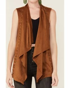 Panhandle Women's Tan Faux Suede Drape Front Vest  Brown -Panhandle shop 2000350927 200 P3