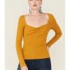 Panhandle Women's Gold Cinch Front Ribbed Knit Long Sleeve Top -Panhandle shop 2000350928 710 P1