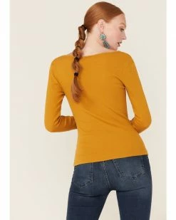 Panhandle Women's Gold Cinch Front Ribbed Knit Long Sleeve Top -Panhandle shop 2000350928 710 P4