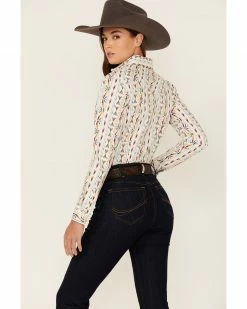 Panhandle Women's White Rainbow Woven Southwestern Snap Shirt 9 Panhandle Women's White Rainbow Woven Southwestern Snap Shirt -Panhandle shop 2000350937 100 P3