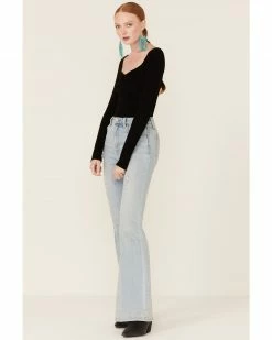 Panhandle Women's Black Cinch Front Rib Knit Top -Panhandle shop 2000350940 001 P2