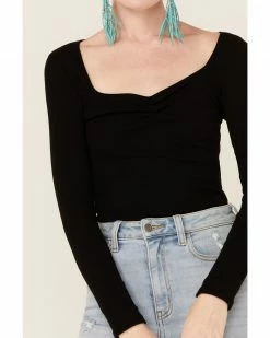 Panhandle Women's Black Cinch Front Rib Knit Top -Panhandle shop 2000350940 001 P3