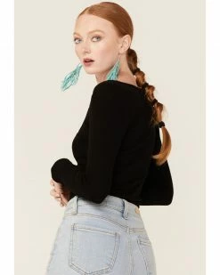 Panhandle Women's Black Cinch Front Rib Knit Top -Panhandle shop 2000350940 001 P4