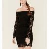 Panhandle Women's Black Lace Off The Shoulder Short Dress -Panhandle shop 2000350949 001 P1
