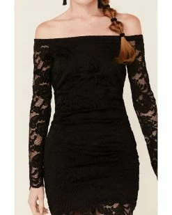 Panhandle Women's Black Lace Off The Shoulder Short Dress -Panhandle shop 2000350949 001 P3