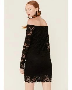 Panhandle Women's Black Lace Off The Shoulder Short Dress -Panhandle shop 2000350949 001 P4