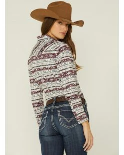 Panhandle Women's Wine Southwestern Print Long Sleeve Shirt -Panhandle shop 2000350951 646 P3