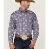 Panhandle Select Men's Navy Floral Print Long Sleeve Snap Western Shirt  -Panhandle shop 2000352332 410 P1