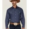 Panhandle Select Men's Navy Poplin Print Long Sleeve Snap Western Shirt   -Panhandle shop 2000352333 410 P1