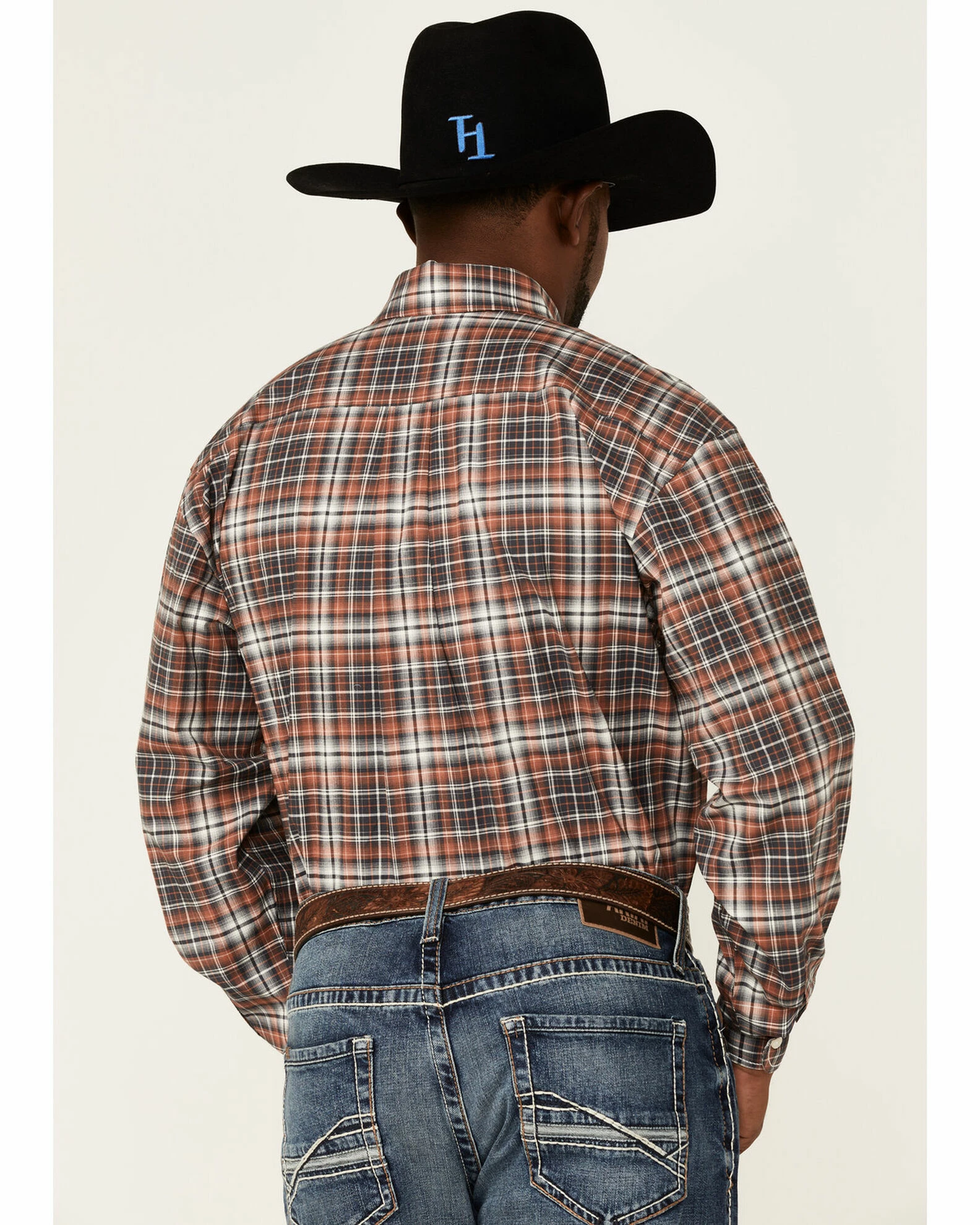 Rough Stock By Panhandle Men's Steel Plaid Long Sleeve Button-Down Western Shirt Rust Copper 6 Rough Stock By Panhandle Men's Steel Plaid Long Sleeve Button-Down Western Shirt Rust Copper - Image 4