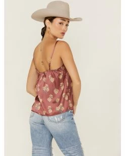 Panhandle Women's Floral Satin Button Front Cami Rust Copper -Panhandle shop 2000360487 220 P3