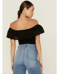 Panhandle Women's Eyelet Flounce Off-Shoulder Top -Panhandle shop 2000360494 001 P3
