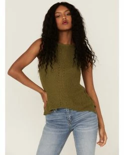 Panhandle Women's Olive Halter Sweater Knit Tank