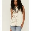 Panhandle Women's Ivory Satin Sleeveless Paisley Yoke Western Shirt -Panhandle shop 2000360500 103 P1