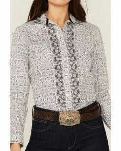 Panhandle Women's Digital Bandana Print Snap Western Shirt White -Panhandle shop 2000360506 100 P3