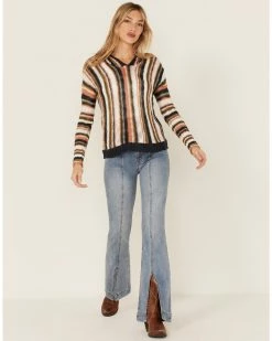 Panhandle Women's Striped Boho Sweater Hoodie Cream -Panhandle shop 2000360511 110 P1 1