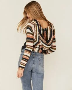 Panhandle Women's Striped Boho Sweater Hoodie Cream -Panhandle shop 2000360511 110 P4