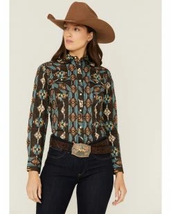 Panhandle Women's Southwestern Print Long Sleeve Snap Western Shirt Brown 11 Panhandle Women's Southwestern Print Long Sleeve Snap Western Shirt Brown -Panhandle shop 2000360515 200 P1 1