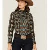 Panhandle Women's Southwestern Print Long Sleeve Snap Western Shirt Brown 2 Panhandle Women's Southwestern Print Long Sleeve Snap Western Shirt Brown -Panhandle shop 2000360515 200 P1